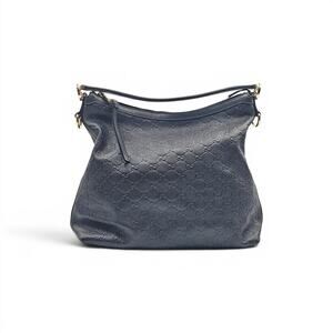Gucci Sukey Guccissima Leather Hobo Shoulder Bag Black Excellent Condition